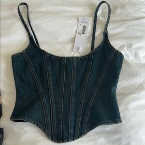 Blue Fitted Bustier Camisole